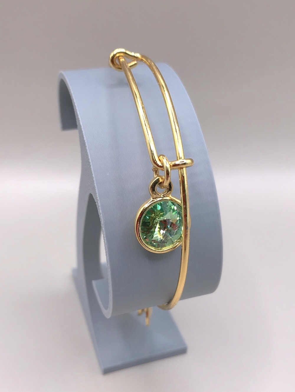 Alex and Ani Gold-Tone Bracelet with Green Crystal Charm